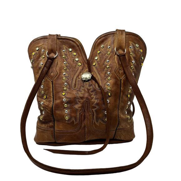 JDS Leather Co Handbags - JDS Leather Co Brown Handmade Western Boot Genuine Leather‎ Shoulder Bag Satchel